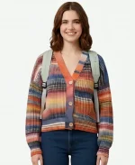 Hannah Wells Off Campus 2026 Ella Bright Striped Multicolor Cardigan
