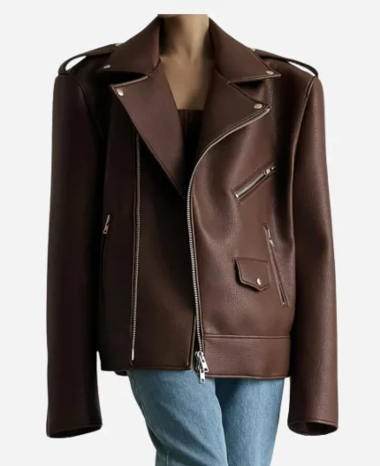 Heidi Klum 79th Annual Cannes Film Festival Brown Oversized Leather Jacket