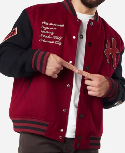 Video Game World of Warcraft Horde Maroon & Black Varsity Jacket