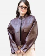 Isa Briones NYC 2026 Burgundy Leather Jacket