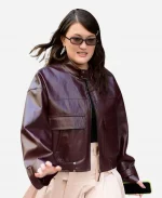 Isa Briones NYC 2026 Leather Jacket In Burgundy