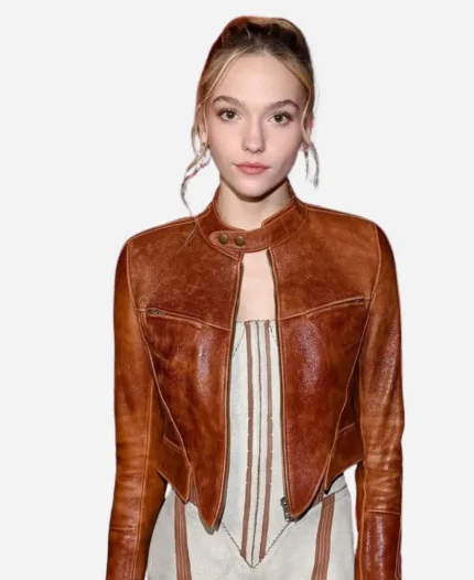 Jayden Bartels Daredevil Born Again Premiere NYC 2026 Brown Leather Jacket
