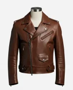 Josh O’Connor Challengers Premiere Night Patrick Zweig Brown Leather Biker Jacket
