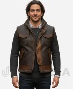 Dwayne Johnson Jumanji 3 Brown Leather Vest
