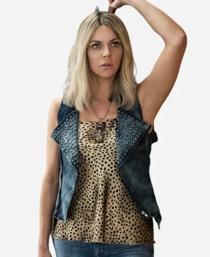 Kaitlin Olson Tv Series Hacks DJ Vance Black Studded Leather Vest