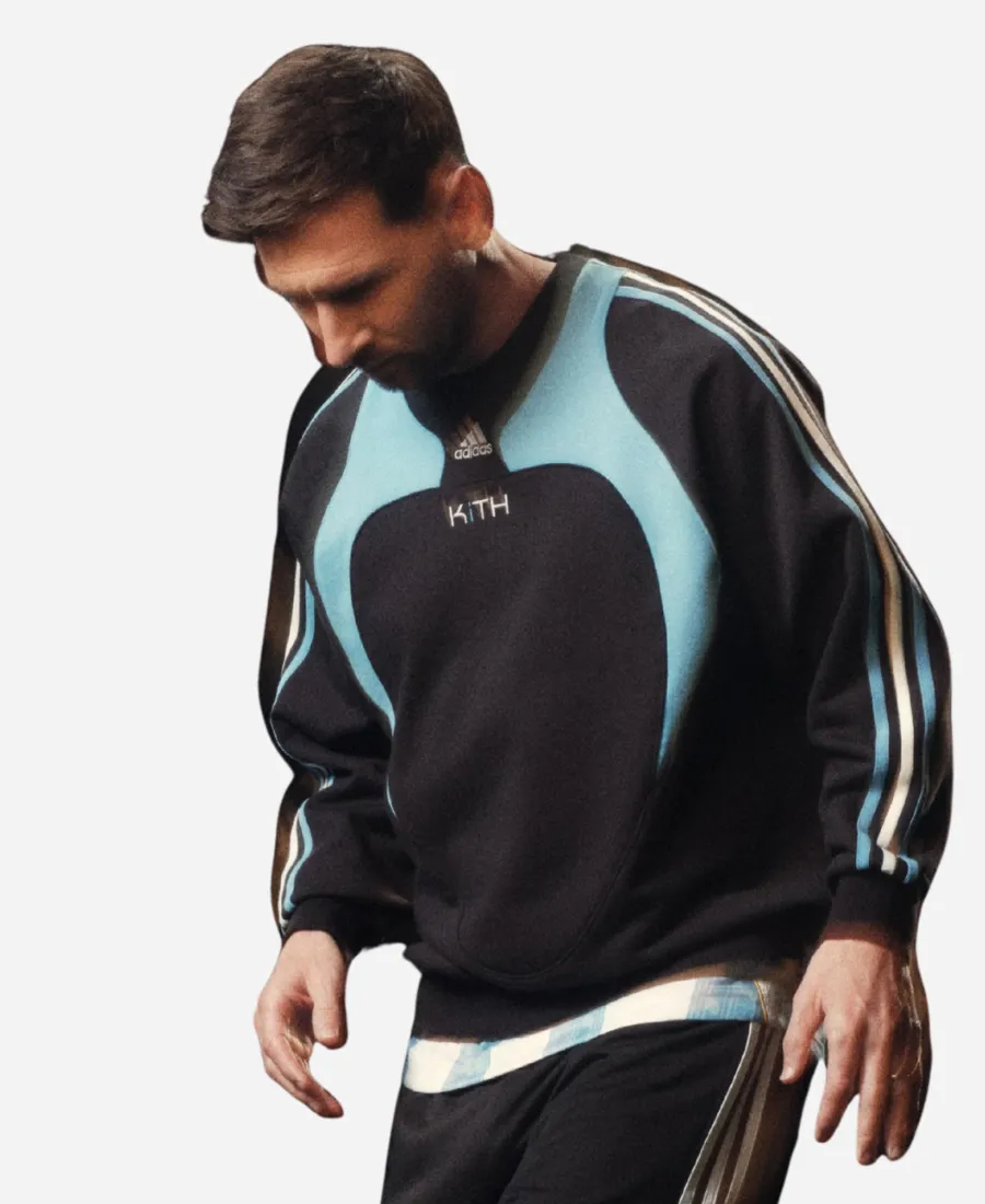 Kith & Messi for Adidas Football Fleece Sweater Kith & Messi for Adidas Football Fleece Sweater In Black & Blue