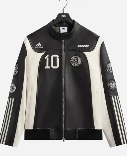 Kith x Lionel Messi x Adidas Black and White Leather Jacket for Football World Cup 2026