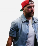 Travis Kelce NBA 2026 Knicks Vs Cavaliers LV Short-Sleeved Denim Shirt