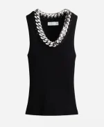Knicks vs Cavaliers Taylor Swift Black Chain-Detail Ribbed Vest Top