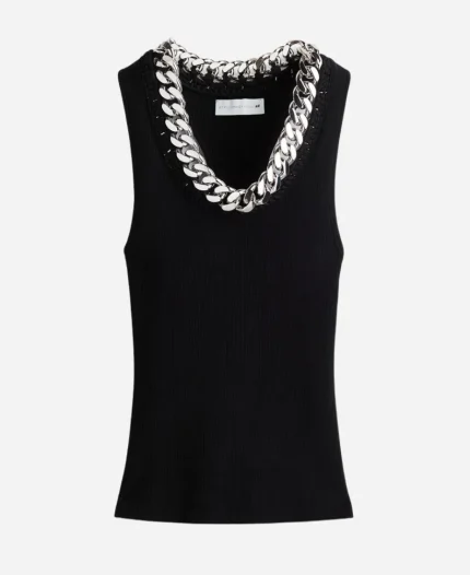 Knicks vs Cavaliers Taylor Swift Black Chain-Detail Ribbed Vest Top