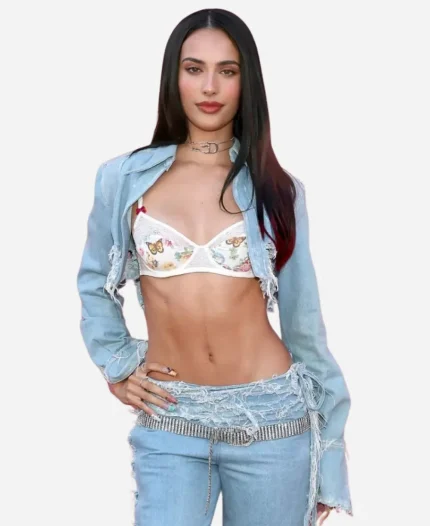 Kylie Cantrall Billboard Women Music Event Denim Crop Jacket For Sale