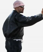 Justin Bieber 2026 LA Black Leather Bomber Jacket