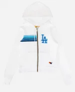 LA Dodgers Aviator Nation x MLB White Five Stripe Hoodie