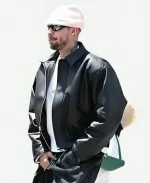 Justin Bieber LA 2026 Black Leather Bomber Jacket