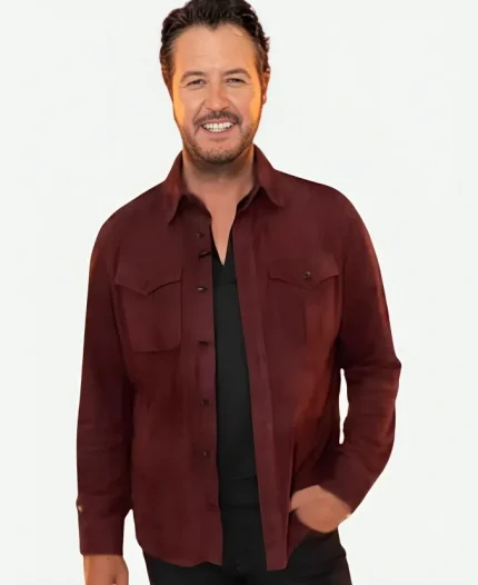 Luke Bryan American Idol S24 Red Suede Overshirt