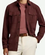 Luke Bryan American Idol S24 Tv Show Red Suede Leather Overshirt