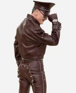 Luke Evans 2026 Met Gala Burgundy Leather Jacket