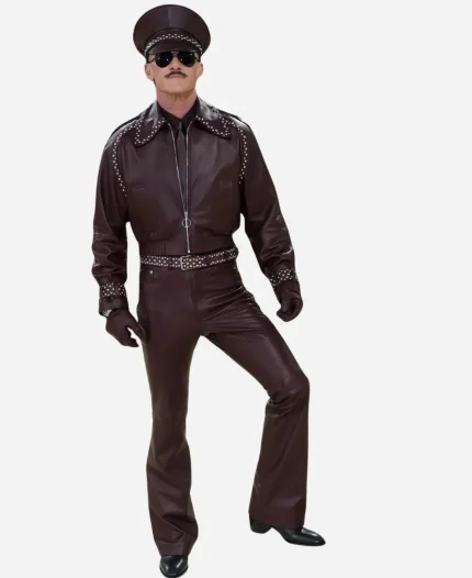 Luke Evans 2026 Met Gala Palomo Spain Burgundy Studded Leather Suit