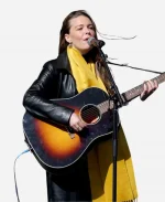 Maggie Rogers 2026 Black Leather Coat
