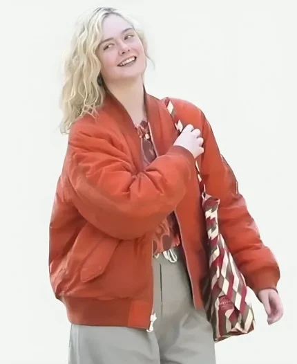 Margo Millet Margo’s Got Money Troubles 2026 Elle Fanning Orange Bomber Jacket