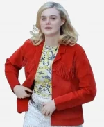 Margo’s Got Money Troubles 2026 Elle Fanning Fringe Red Jacket