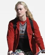 Margo’s Got Money Troubles 2026 Elle Fanning Red Fringe Jacket
