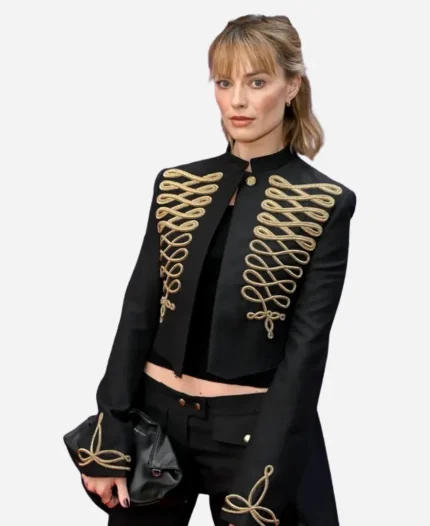 Margot Robbie 1536 Opening Night 2026 McQueen Military Cropped Jacket