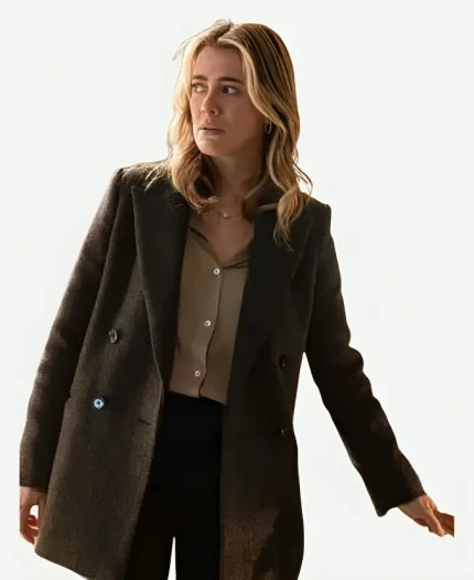 Melissa Roxburgh The Hunting Party 2026 Rebecca Henderson Wool Coat