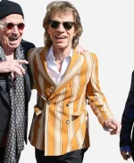 Mick Jagger 2026 The Rolling Stones Foreign Tongues Double Breasted Blazer - Orange & Cream