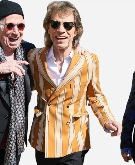 Mick Jagger 2026 The Rolling Stones Foreign Tongues Double Breasted Blazer - Orange & Cream