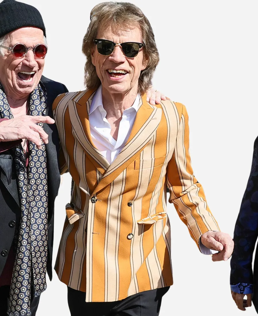 Mick Jagger 2026 The Rolling Stones Foreign Tongues Double Breasted Blazer - Orange & Cream Mick Jagger 2026 The Rolling Stones Foreign Tongues Double Breasted Blazer - Orange & Cream