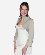 Millie Bobby NYC 2026 Netflix Upfront Cropped Jacket In Khaki