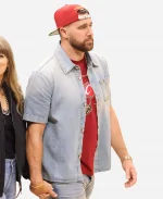 NBA 2026 Knicks Vs Cavaliers Travis Kelce Blue Denim Jacket