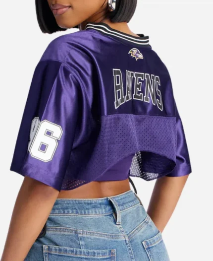 Fashion Nova NFL Baltimore Ravens Purple Short Sleeves Crop Corset Top Jersey