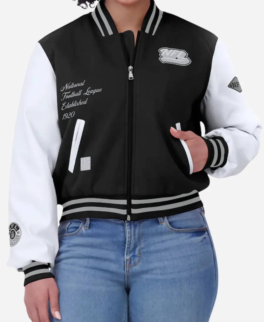 NFL Black & White Varsity Jacket NFL Black & White Varsity Jacket