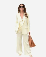 NYC 2026 ABC Studio Alina Habba Yellow Bouble-Breasted Blazer