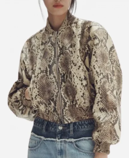NYC 2026 Celebration Party Renee Rapp Snakeskin Printed Leather Jacket
