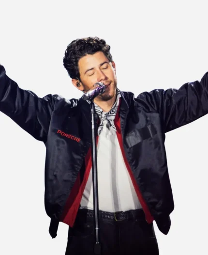 Nick Jonas 2026 Tecate Emblema Mexico Black Bomber Jacket