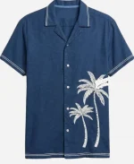 Nick Lachey Perfect Match Palm Tree Blue Cotton Shirt