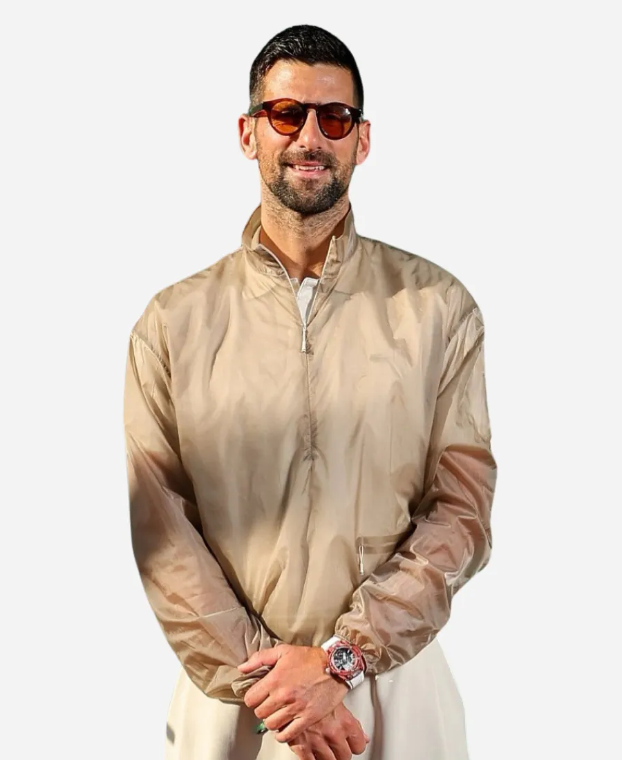 Novak Djokovic 2026 Roland Garros Official Party Jacket Club Lacoste Roland Garros Official Party Novak Djokovic Beige Jacket