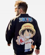 One Piece Boston Red Sox Navy Blue Bomber Jacket