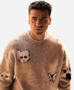 Oscar Isaac Beef S02 Cat Print Sweater