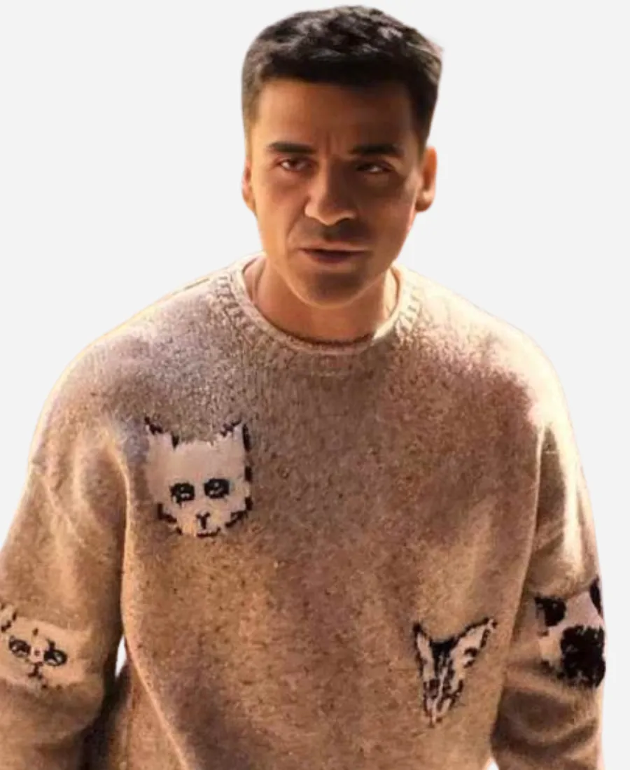 Oscar Isaac Beef S02 Cat Print Sweater Oscar Isaac Beef S02 Cat Print Sweater