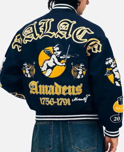 Palace Wolfgang Varsity Jacket In Navy