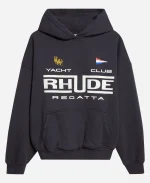 Rhude Regatta Club French Terry Graphic Hoodie In Black