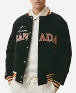 SCA x Hockey Canada Leaf & Legacy Black Varsity Bomber Jacket