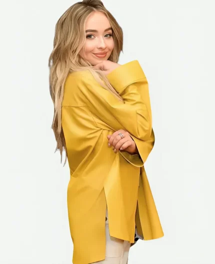 Sabrina Carpenter Tall Girl Promotional Event Yellow Leather Jacket