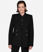 Sigourney Weaver The Tonight Show Starring Jimmy Fallon S13 Double Breasted Black Blazer