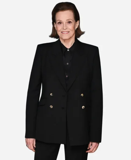 Sigourney Weaver The Tonight Show Starring Jimmy Fallon S13 Double Breasted Black Blazer