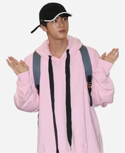 South Korean Singer Jin BTS Pink Fleece Hoodie